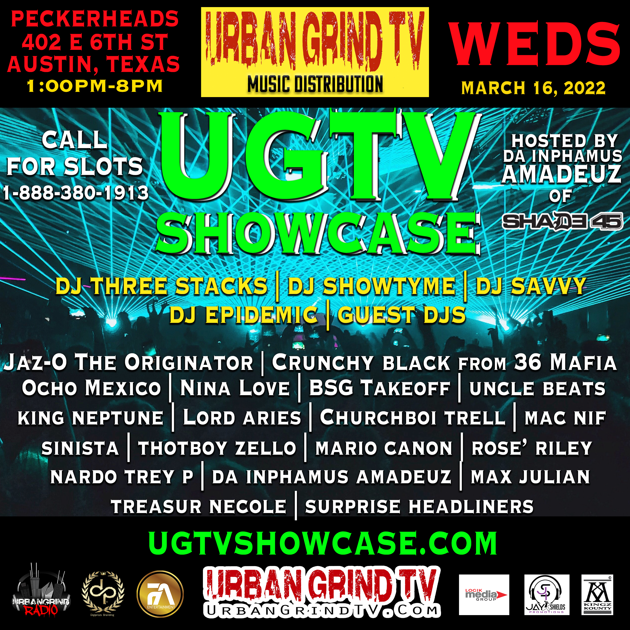 UGTV SHOWCASE LINEUP FOR AUSTIN DURING SXSW MARCH 16 & SLOTS AVAILABLE