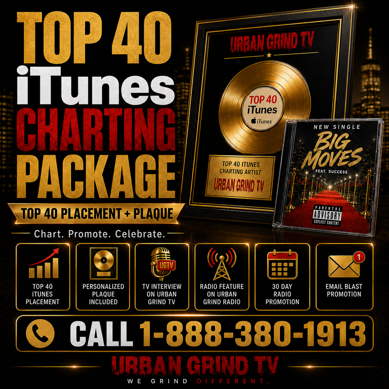 iTunes Charting Package Top 40 Guaranteed with Plaque
