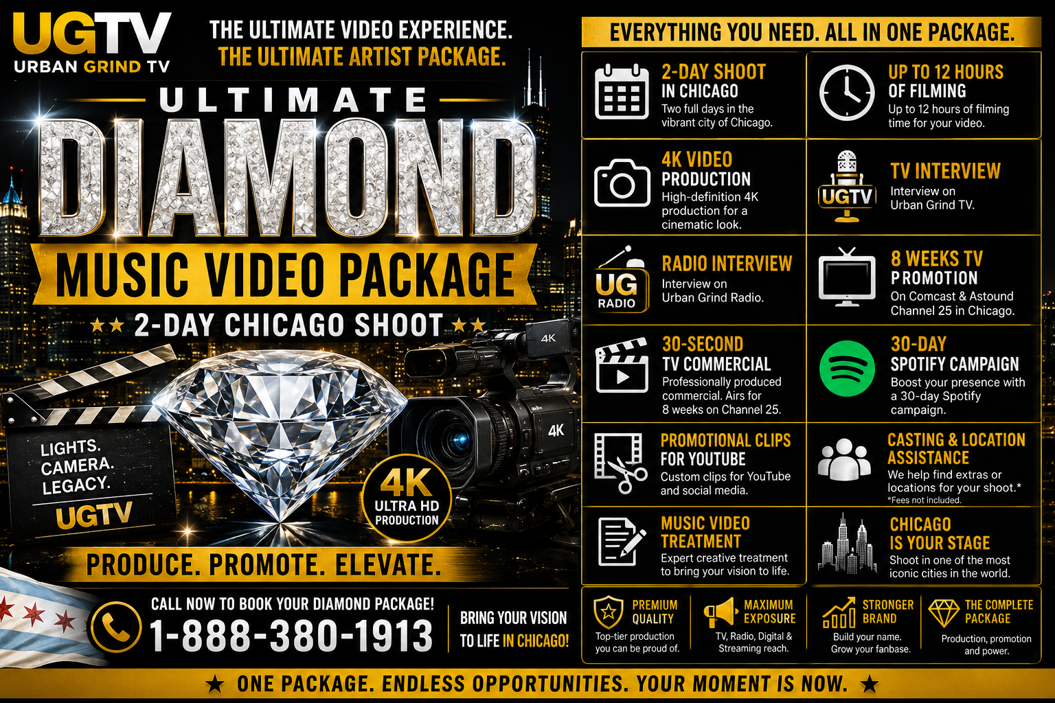 Ultimate Diamond Music Video Package: 2-Day 4K Shoot, TV Promo, Radio & Media Campaign - Image 2